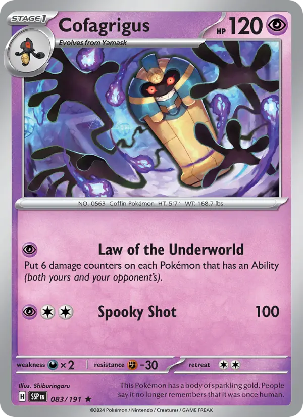 Cofagrigus 83 card from Surging Sparks