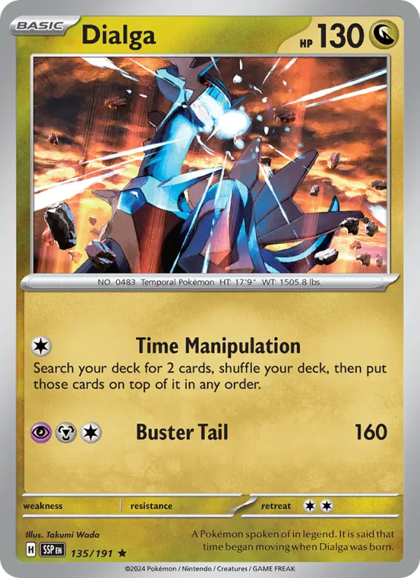 Dialga 135 card from Surging Sparks