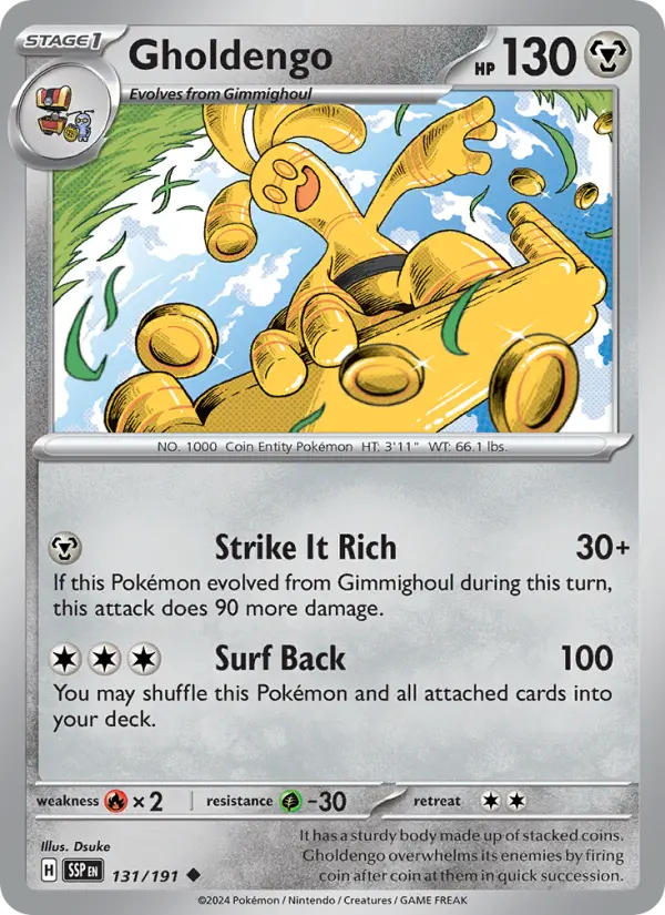 Gholdengo 131 card from Surging Sparks