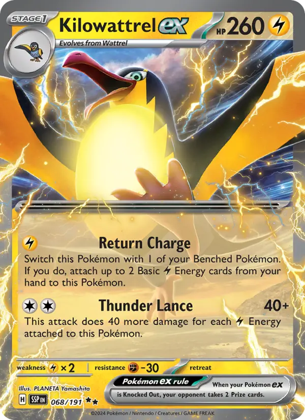 Kilowattrel ex 68 card from Surging Sparks