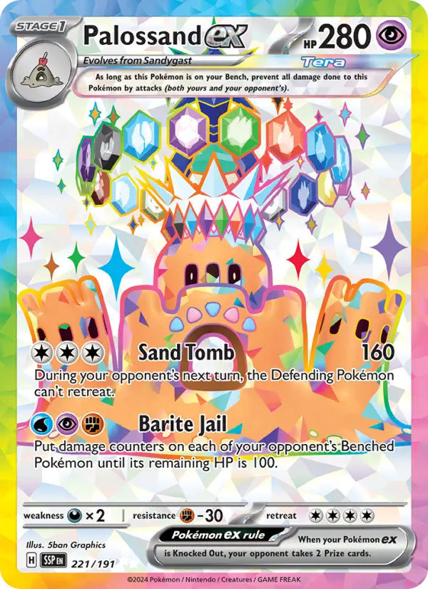 Palossand ex 221 card from Surging Sparks