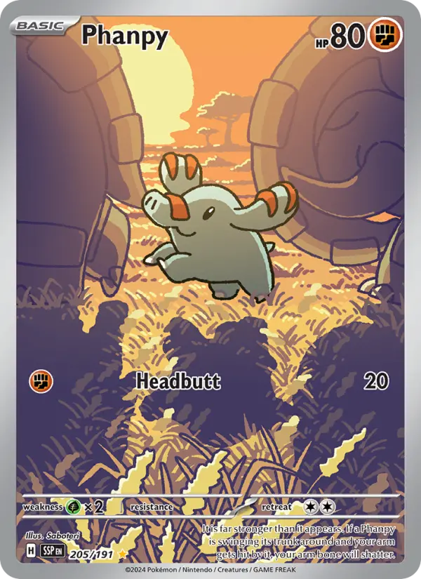 Phanpy 205 — Surging Sparks 205, Holofoil finish