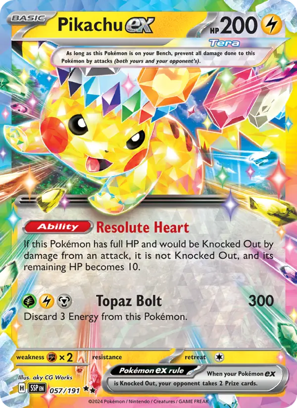 Pikachu ex 57 — Surging Sparks 57, Holofoil finish