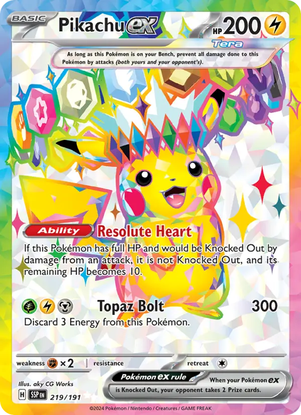 Pikachu ex 219 — Surging Sparks 219, Holofoil finish