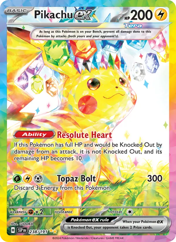 Pikachu ex 238 — the most expensive Surging Sparks card