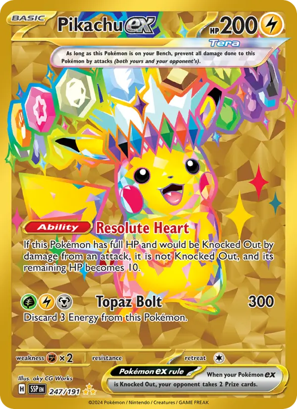 Pikachu ex 247 — Surging Sparks 247, Holofoil finish