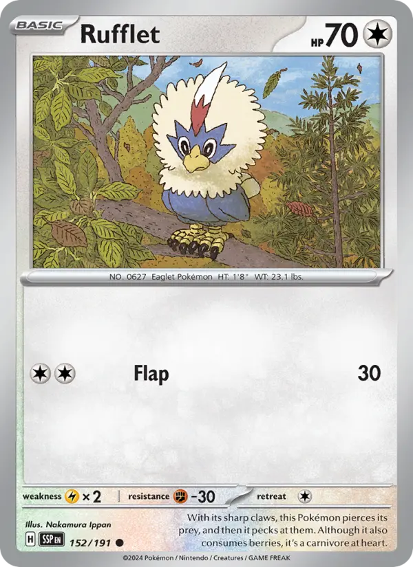 Rufflet 152 card from Surging Sparks