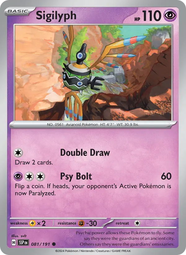 Sigilyph 81 card from Surging Sparks