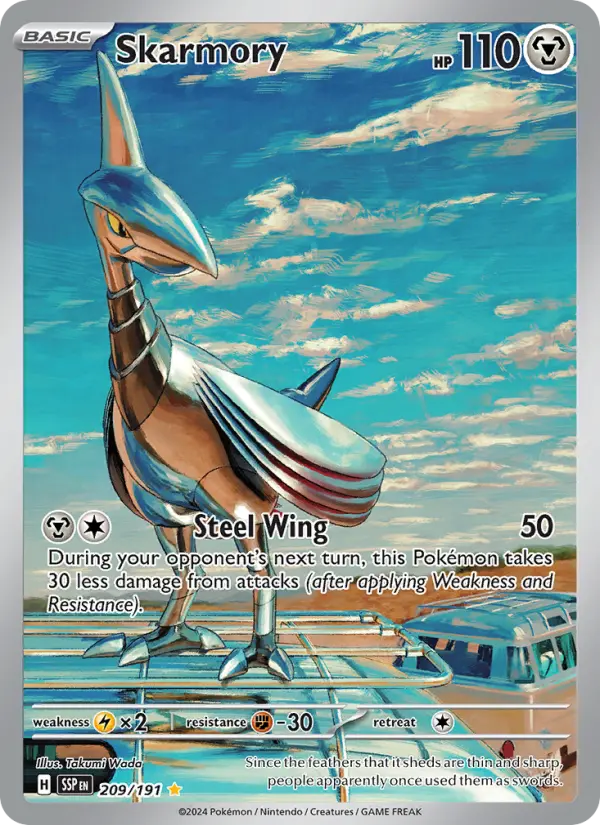 Skarmory 209 — Surging Sparks 209, Holofoil finish
