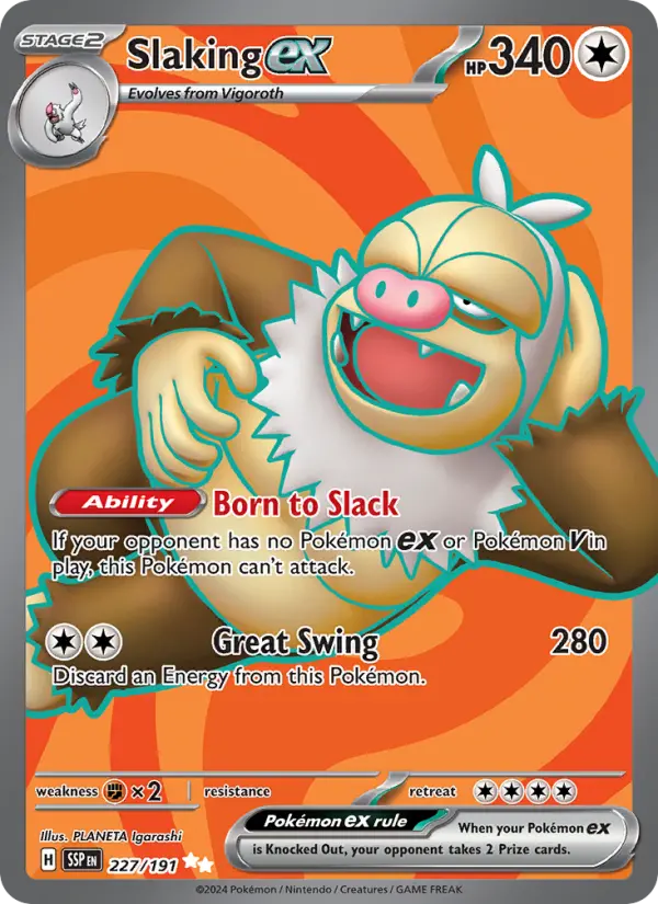 Slaking ex 227 card from Surging Sparks