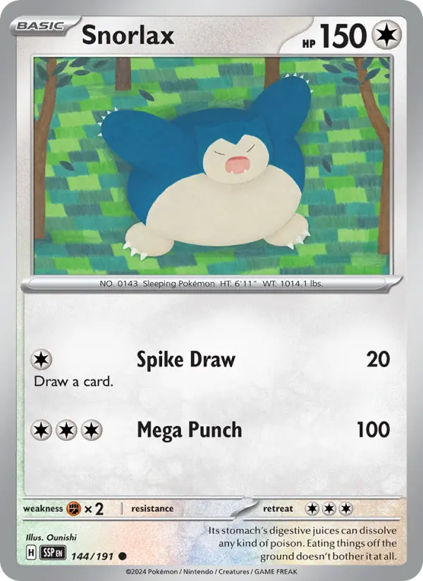 Snorlax 144 card from Surging Sparks
