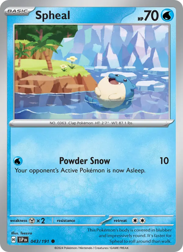 Spheal 43 card from Surging Sparks