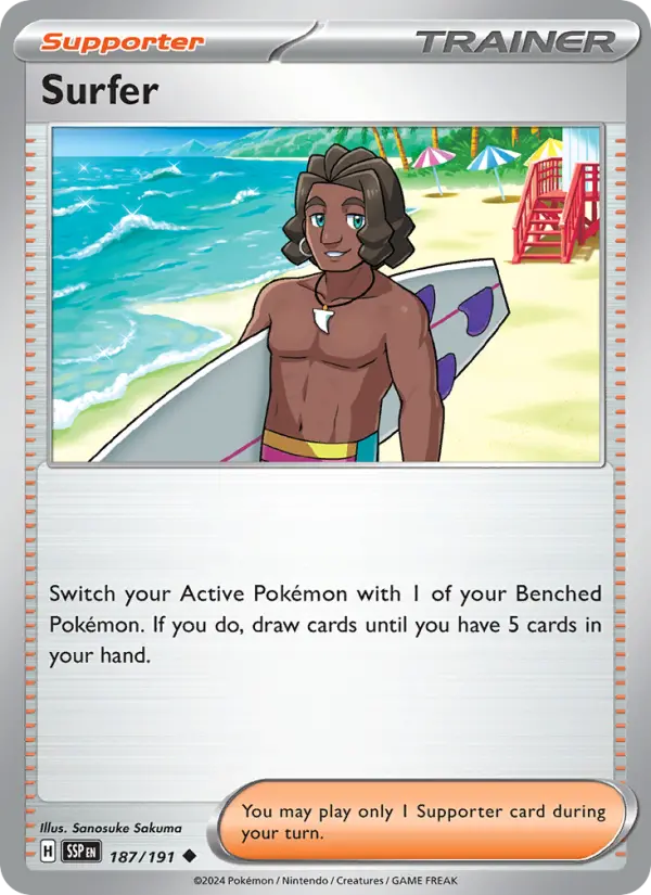 Surfer 187 card from Surging Sparks