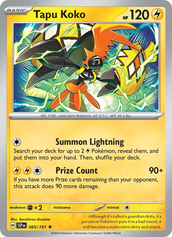 Tapu Koko 65 — Surging Sparks 65, Holofoil finish