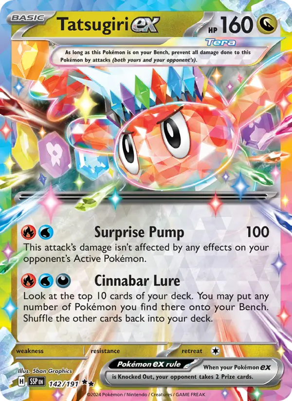 Tatsugiri ex 142 card from Surging Sparks
