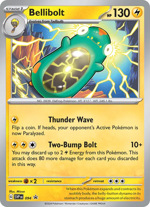 Bellibolt 94 card from Scarlet & Violet Black Star Promos