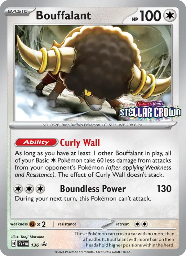Bouffalant 136 card from Scarlet & Violet Black Star Promos