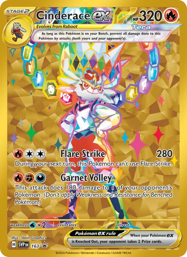 Cinderace ex 163 — Scarlet & Violet Black Star Promos 163, Holofoil finish