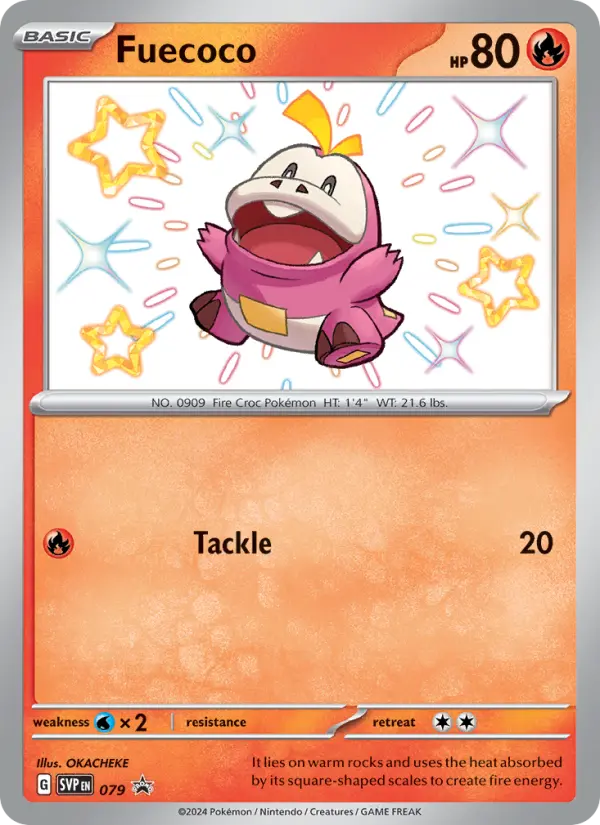 Fuecoco 79 card from Scarlet & Violet Black Star Promos