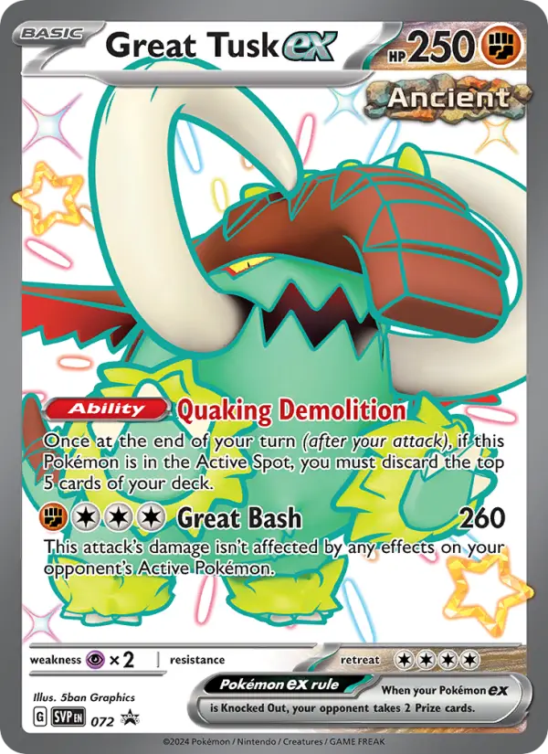 Great Tusk ex 72 card from Scarlet & Violet Black Star Promos