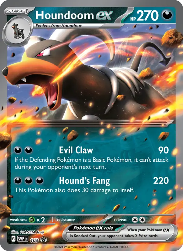 Houndoom ex 103 card from Scarlet & Violet Black Star Promos