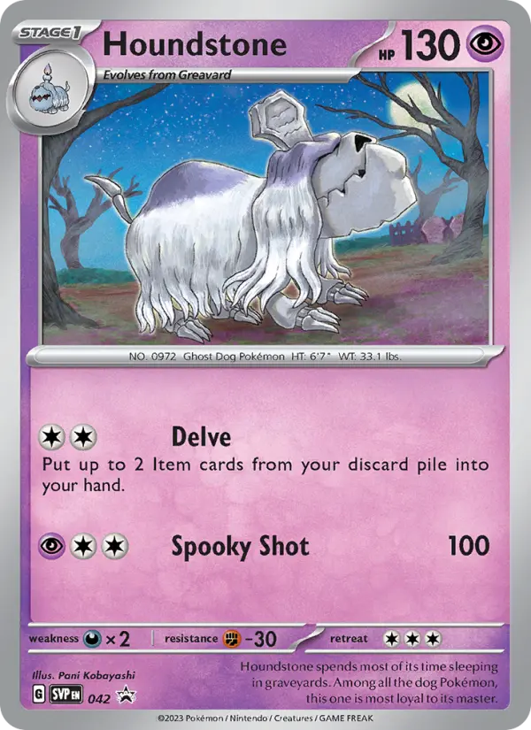 Houndstone 42 card from Scarlet & Violet Black Star Promos