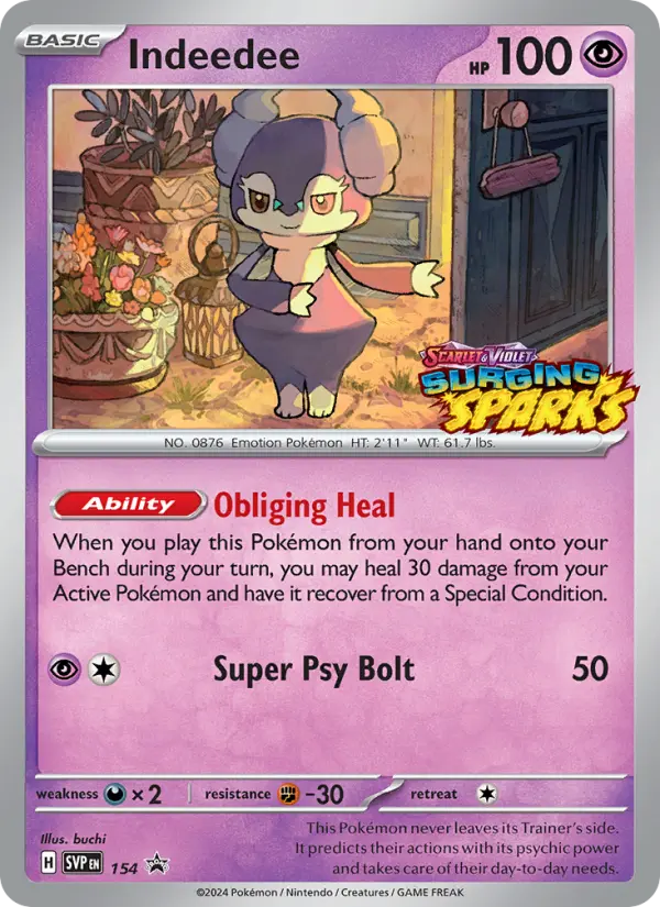 Indeedee 154 card from Scarlet & Violet Black Star Promos