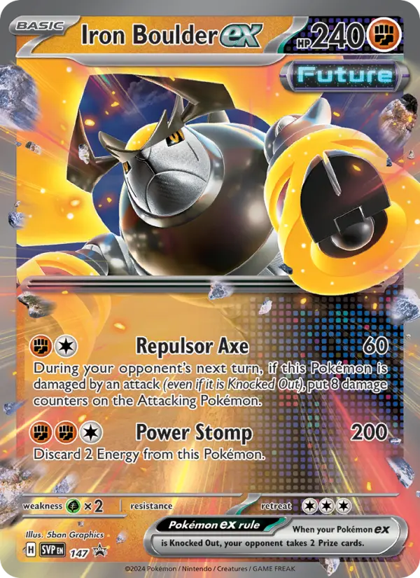 Iron Boulder ex 147 card from Scarlet & Violet Black Star Promos