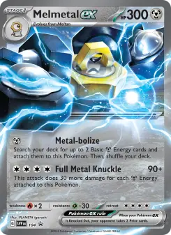Melmetal ex 104 — shown as an example of the Reverse Holofoil finish