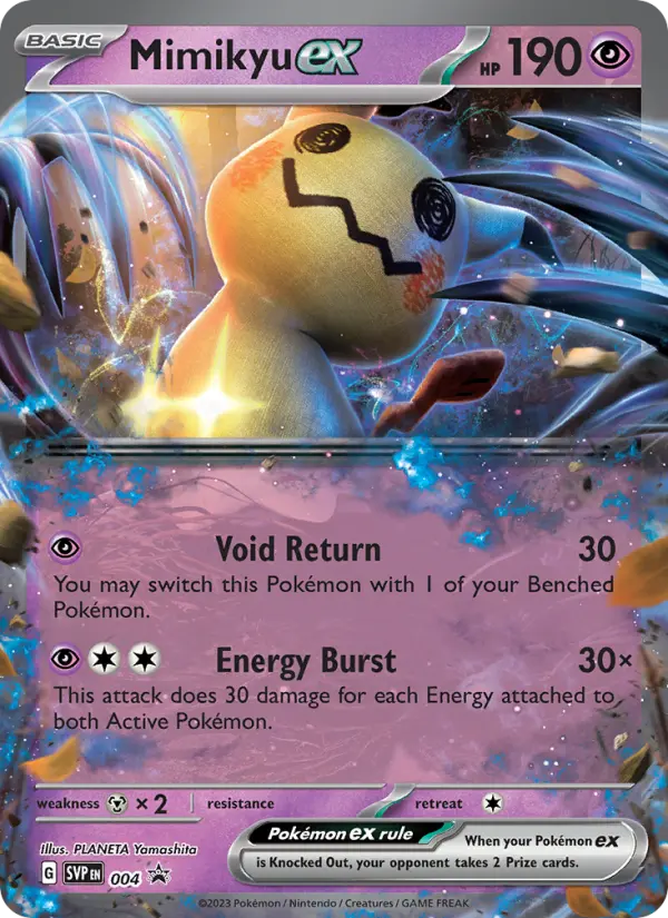 Mimikyu ex 4 card from Scarlet & Violet Black Star Promos