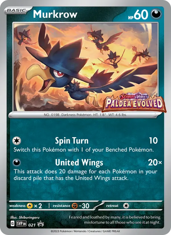Murkrow 21 card from Scarlet & Violet Black Star Promos