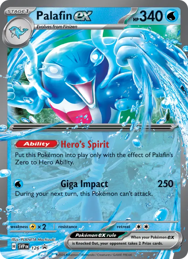 Palafin ex 126 card from Scarlet & Violet Black Star Promos
