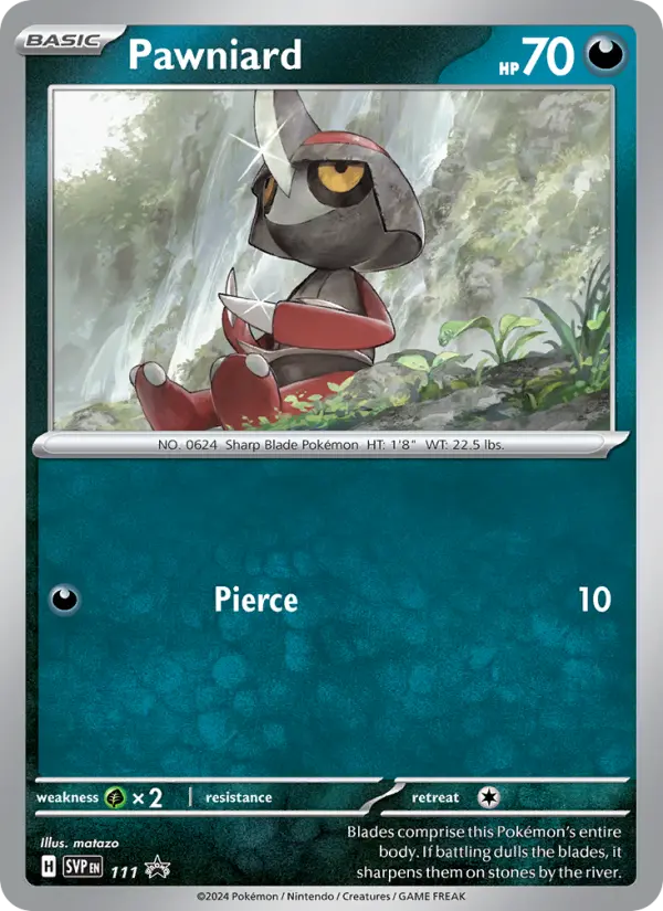 Pawniard 111 card from Scarlet & Violet Black Star Promos