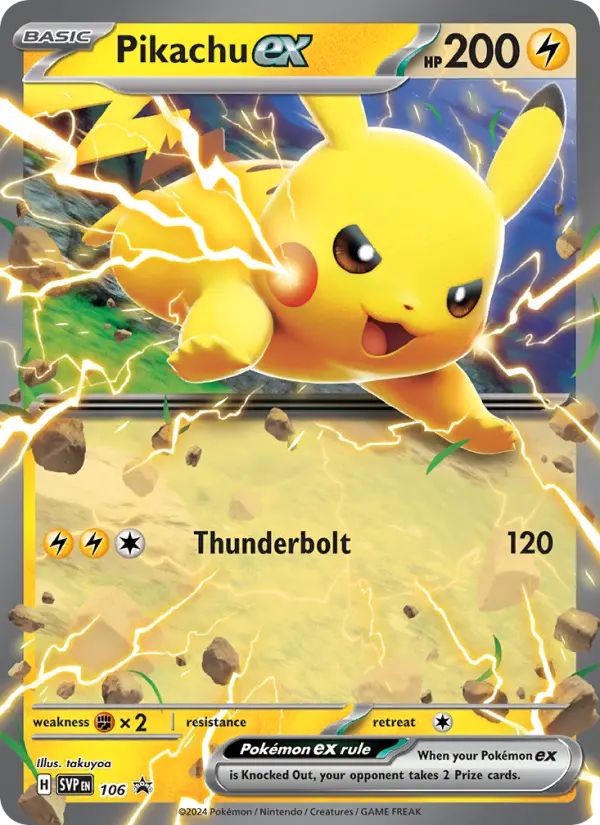 Pikachu ex 106 — Scarlet & Violet Black Star Promos 106, Holofoil finish
