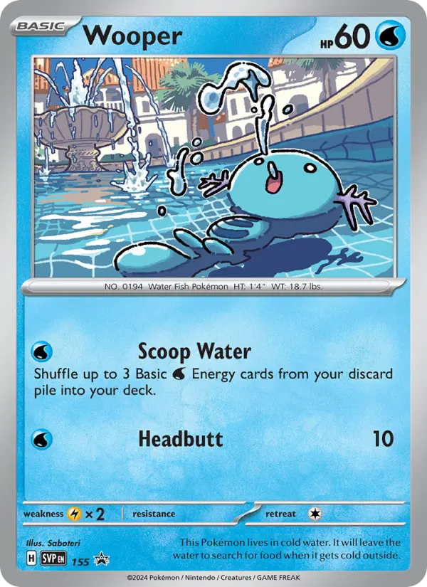 Wooper 155 card from Scarlet & Violet Black Star Promos
