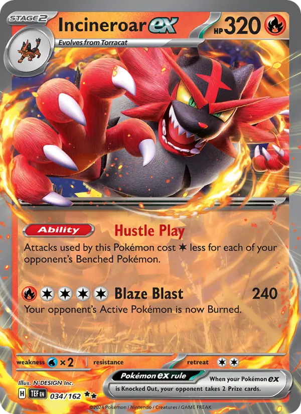 Incineroar ex 34 — Temporal Forces 34, Holofoil finish