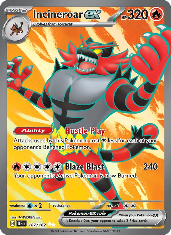 Incineroar ex 187 — Temporal Forces 187, Holofoil finish