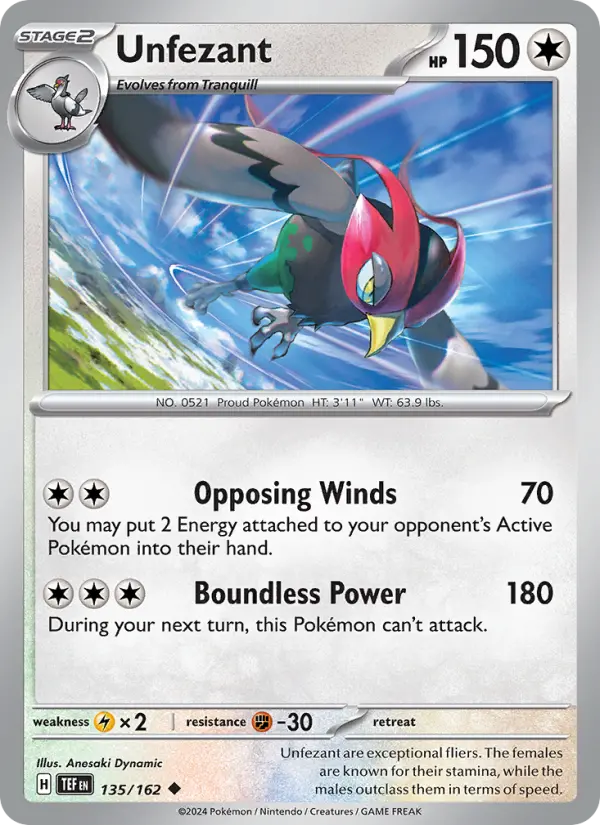 Unfezant 135 card from Temporal Forces