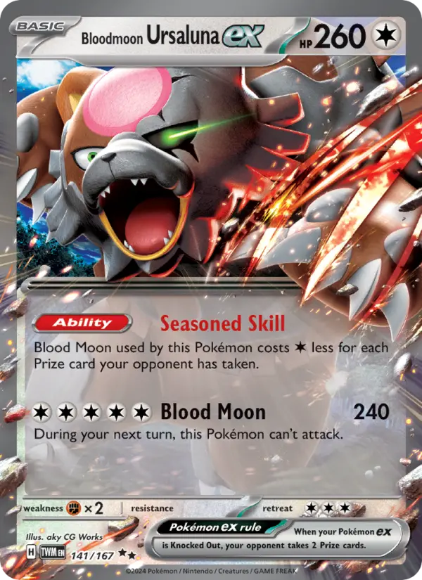 Bloodmoon Ursaluna ex 141 — Twilight Masquerade 141, Holofoil finish