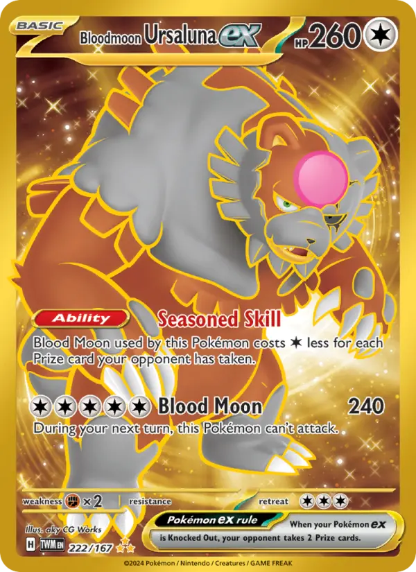 Bloodmoon Ursaluna ex 222 — Twilight Masquerade 222, Holofoil finish