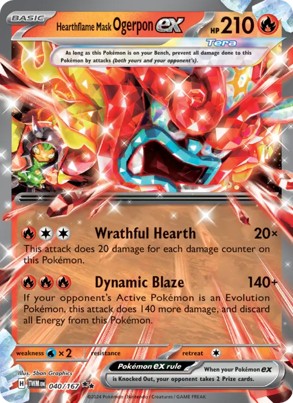 Hearthflame Mask Ogerpon ex 40 — Twilight Masquerade 40, Holofoil finish