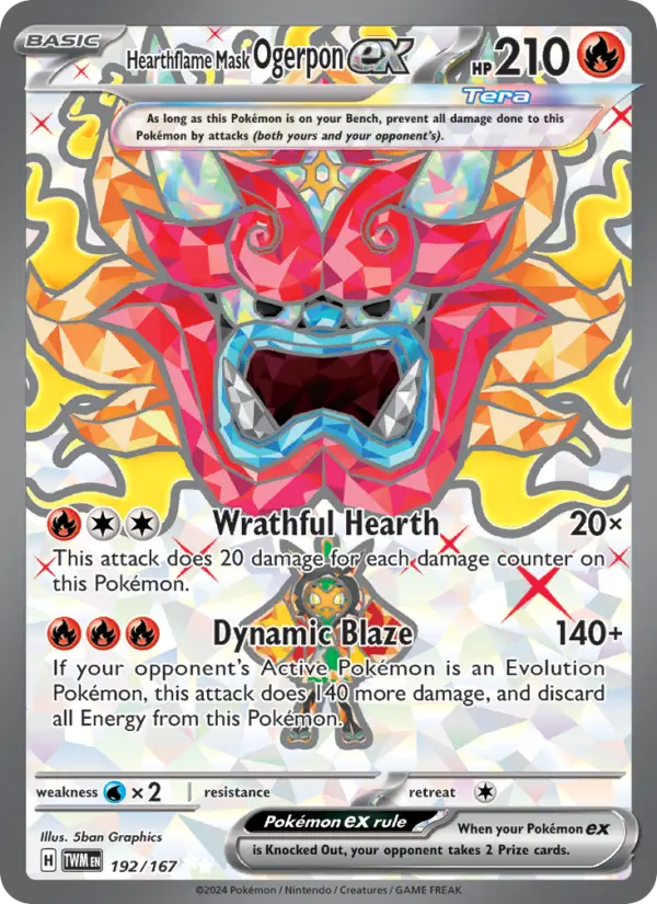 Hearthflame Mask Ogerpon ex 192 — Twilight Masquerade 192, Holofoil finish