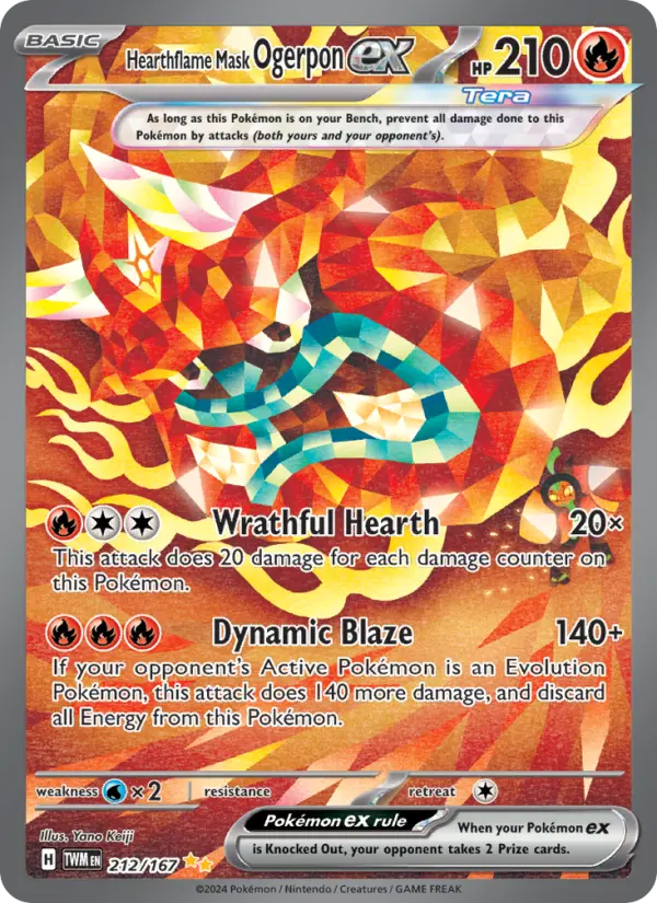 Hearthflame Mask Ogerpon ex 212 — Twilight Masquerade 212, Holofoil finish