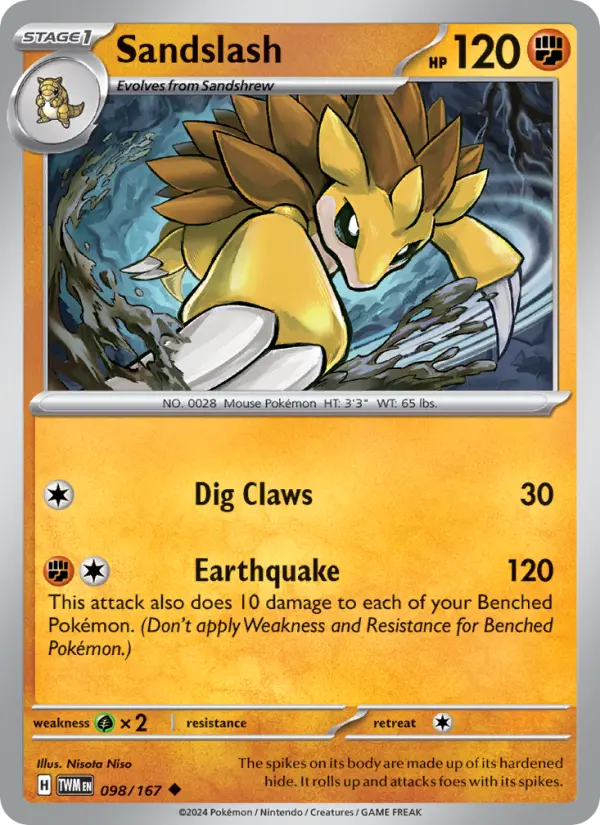 Sandslash 98 card from Twilight Masquerade