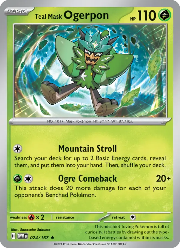 Teal Mask Ogerpon 24 — Twilight Masquerade 24, Holofoil finish
