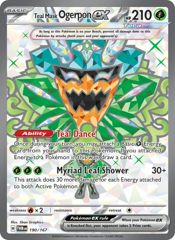 Teal Mask Ogerpon ex 190 — Twilight Masquerade 190, Holofoil finish