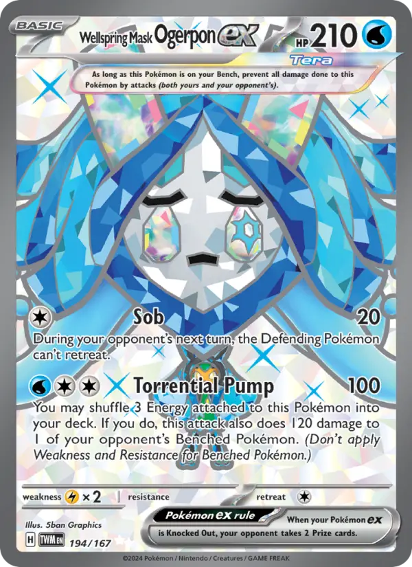 Wellspring Mask Ogerpon ex 194 — Twilight Masquerade 194, Holofoil finish