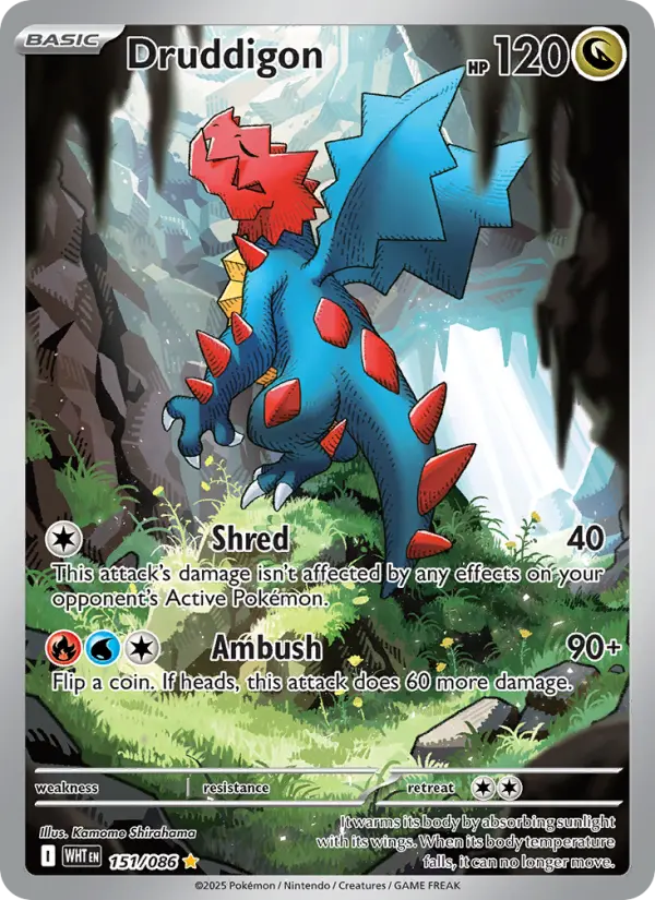 Druddigon 151 — White Flare 151, Holofoil finish