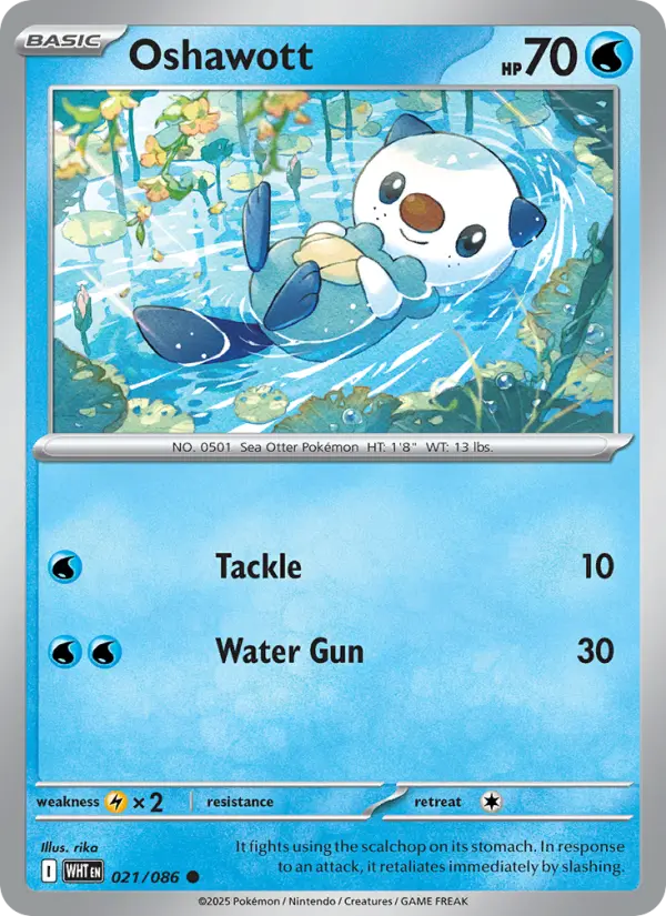Oshawott 21 — White Flare 21, Holofoil finish