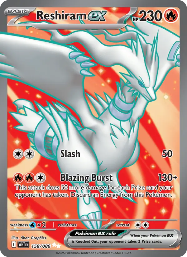 Reshiram ex 158 — White Flare 158, Holofoil finish